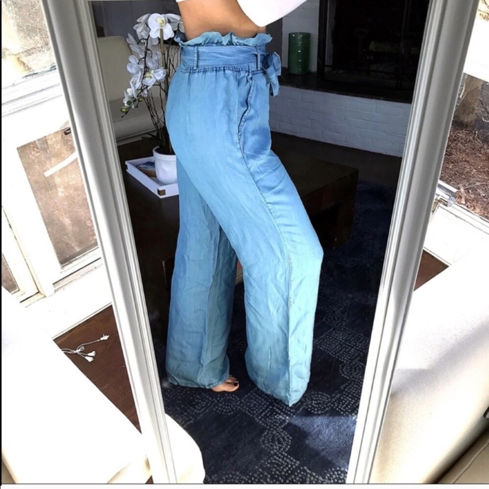 ❗️MORE SIZES ADDED! ❗️Wide Leg Blue Pants! 👖 - Picture 3 of 7